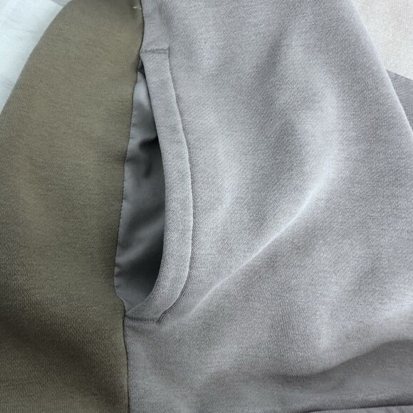 Adidas Color Block Essential 3-stripe Logo Mens Size XL, Tan Green Gray Hoodie - Picture 5 of 5